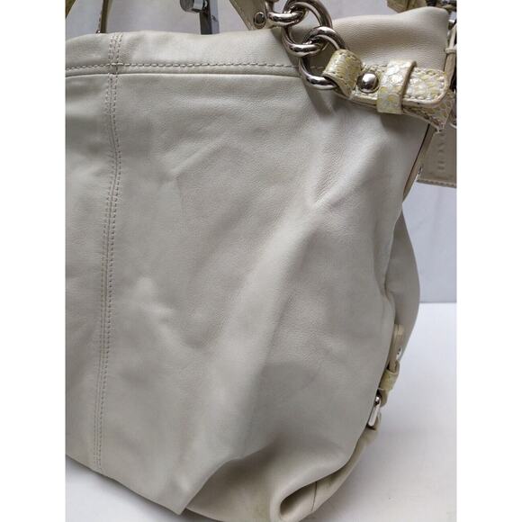 Coach Ivory Soft Leather Snakeskin Detail Zipper Hobo Shoulder Bag - Picture 13 of 13